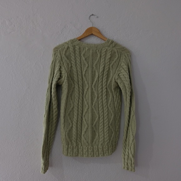 Green Irish Cable Knit Wool Sweater S - Picture 5 of 5